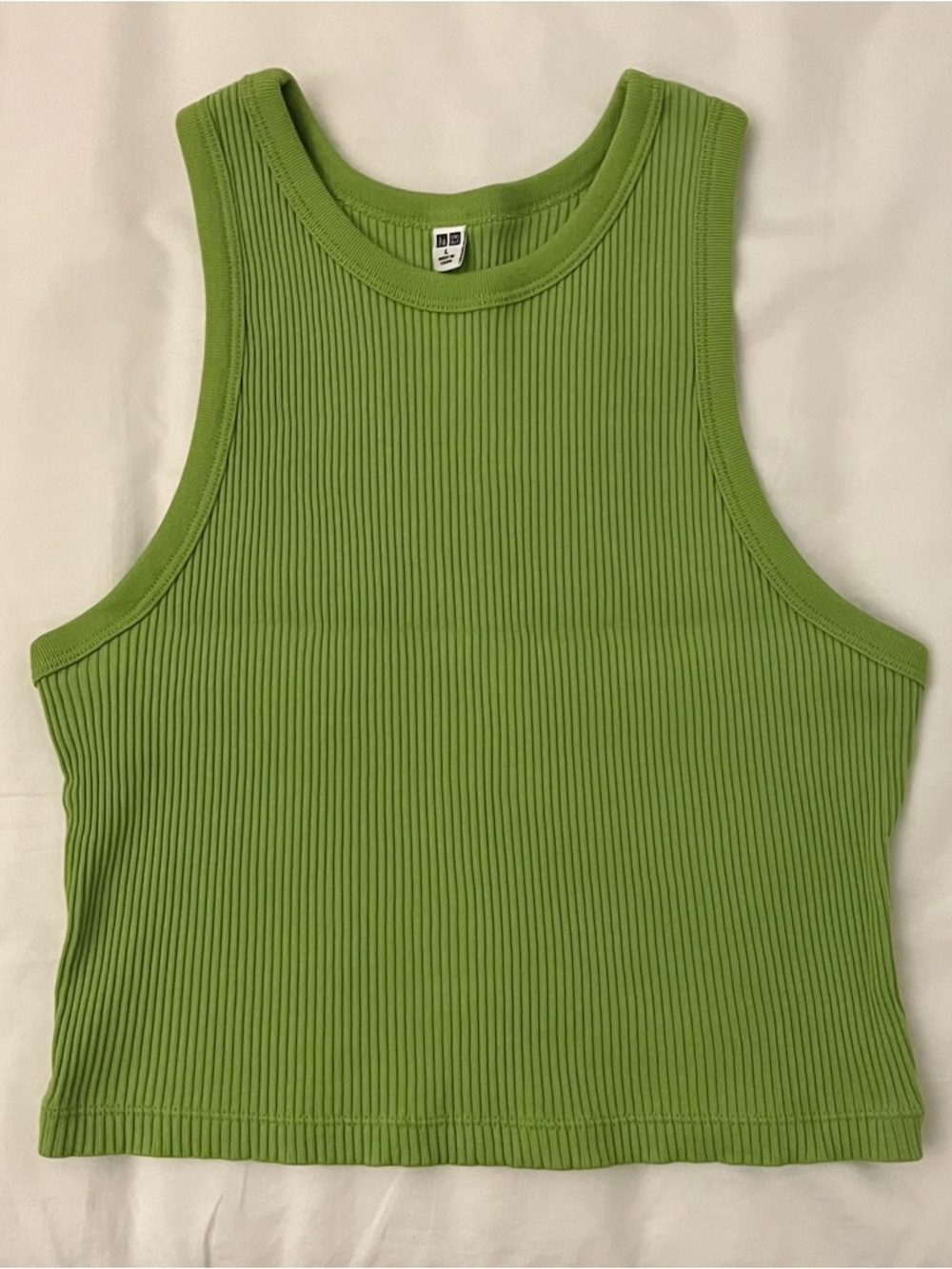 Ribbed Cropped Tank Top - Green